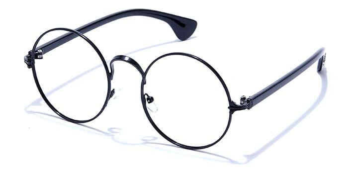 GRAVIATE by Coolwinks E12C6613 Glossy Black Full Frame Round Eyeglasses for Men and Women-BLACK-1