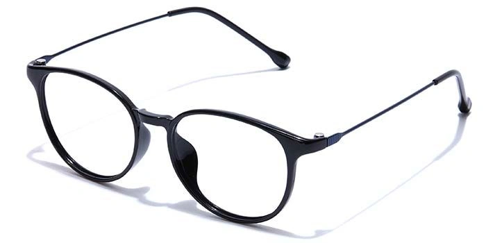 GRAVIATE by Coolwinks E12C7451 Glossy Black Full Frame Round Eyeglasses for Men and Women-BLACK-1