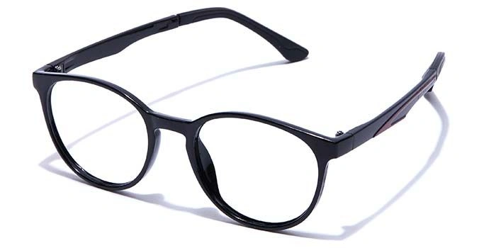 GRAVIATE by Coolwinks E12C7660 Glossy Black Full Frame Round Eyeglasses for Men and Women-BLACK-1