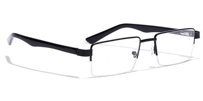 GRAVIATE by Coolwinks E12B7168 Glossy Black Half Frame Rectangle Eyeglasses for Men and Women-BLACK-2