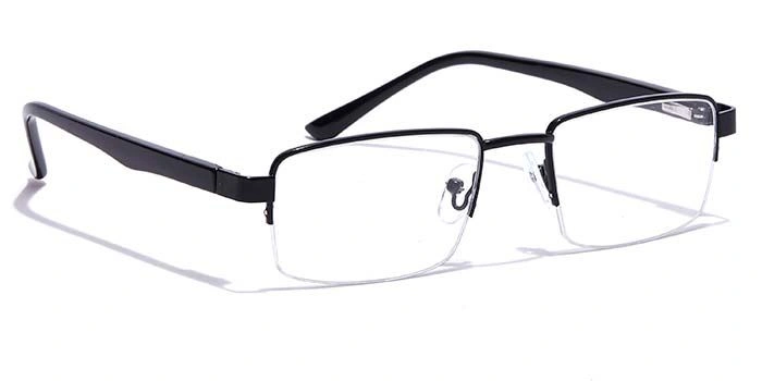 GRAVIATE by Coolwinks E12B7174 Glossy Black Half Frame Rectangle Eyeglasses for Men and Women-BLACK-2