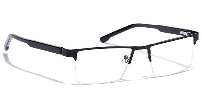 GRAVIATE by Coolwinks E12B7178 Glossy Black Half Frame Rectangle Eyeglasses for Men and Women-BLACK-2