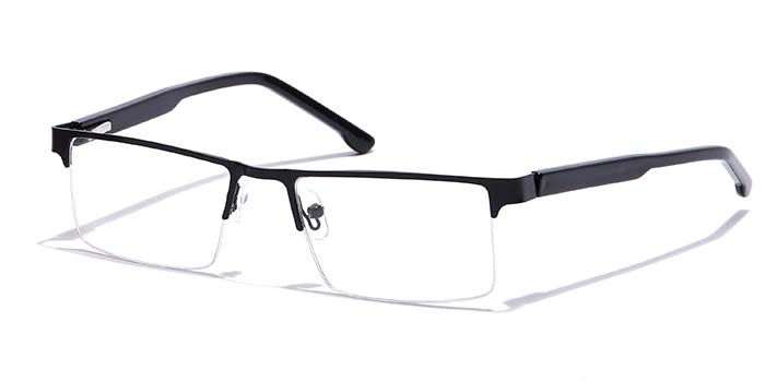 GRAVIATE by Coolwinks E12B7182 Glossy Black Half Frame Rectangle Eyeglasses for Men and Women-BLACK-1