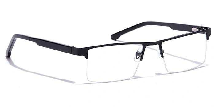 GRAVIATE by Coolwinks E12B7182 Glossy Black Half Frame Rectangle Eyeglasses for Men and Women-BLACK-2