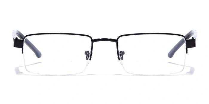 GRAVIATE by Coolwinks E12B7196 Glossy Black Half Frame Rectangle Eyeglasses for Men and Women-