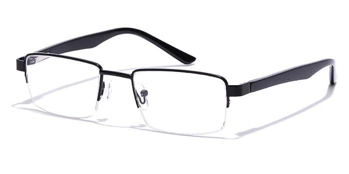 GRAVIATE by Coolwinks E12C7203 Glossy Black Half Frame Rectangle Eyeglasses for Men and Women-BLACK-1