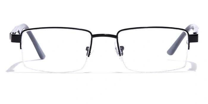 GRAVIATE by Coolwinks E12C7207 Glossy Black Half Frame Rectangle Eyeglasses for Men and Women-