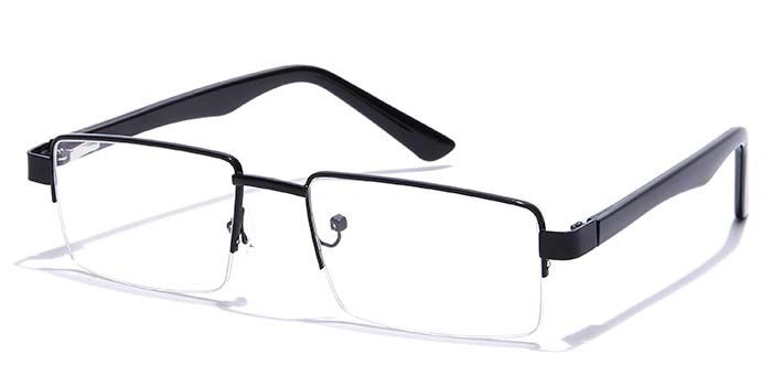 GRAVIATE by Coolwinks E12C7209 Glossy Black Half Frame Rectangle Eyeglasses for Men and Women-BLACK-1