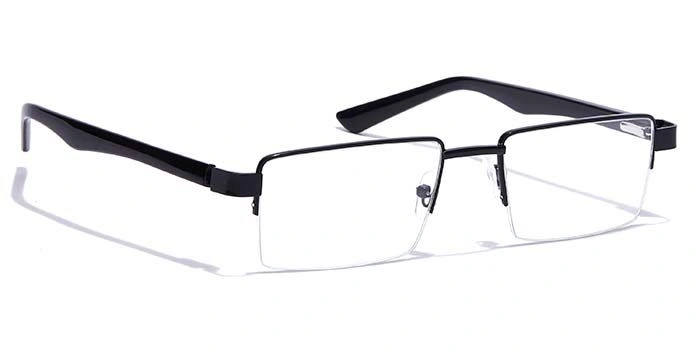 GRAVIATE by Coolwinks E12C7215 Glossy Black Half Frame Rectangle Eyeglasses for Men and Women-BLACK-2