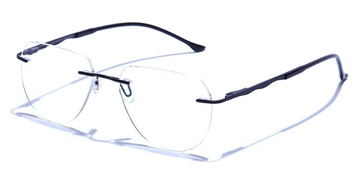 GRAVIATE by Coolwinks E12B6482 Matte Black Oval Rimless Eyeglasses for Men and Women-BLACK-1