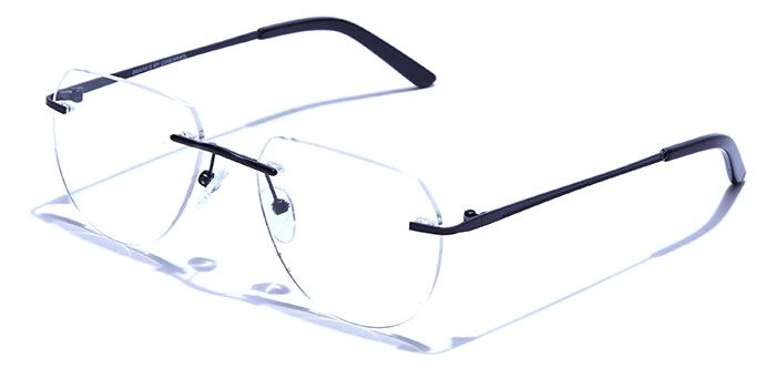 GRAVIATE by Coolwinks E12B6483 Matte Black Oval Rimless Eyeglasses for Men and Women-BLACK-1