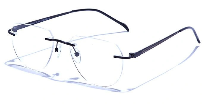 GRAVIATE by Coolwinks E12B6487 Matte Black Oval Rimless Eyeglasses for Men and Women-BLACK-1