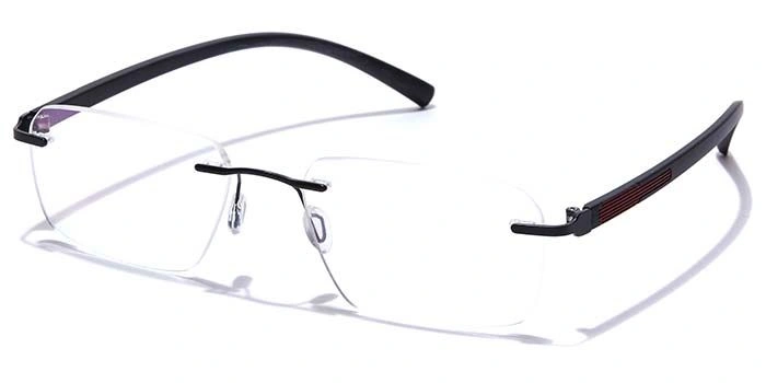 GRAVIATE by Coolwinks E12A7614 Matte Black Rimless Rectangle Eyeglasses for Men and Women-BLACK-1