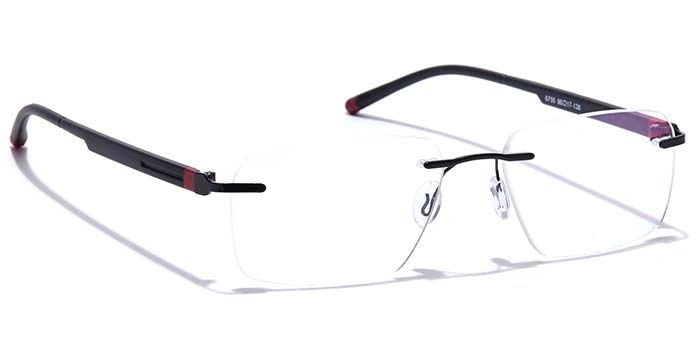 GRAVIATE by Coolwinks E12A7617 Glossy Black Rimless Rectangle Eyeglasses for Men and Women-BLACK-2