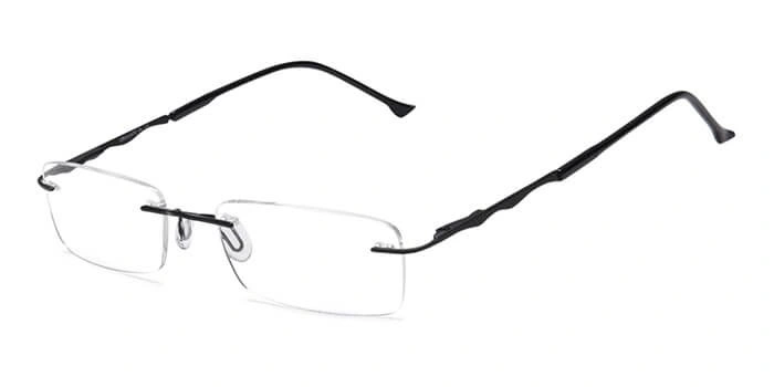 GRAVIATE by Coolwinks E12C4094 Matte Black Rimless Rectangle Eyeglasses for Men and Women-BLACK-1