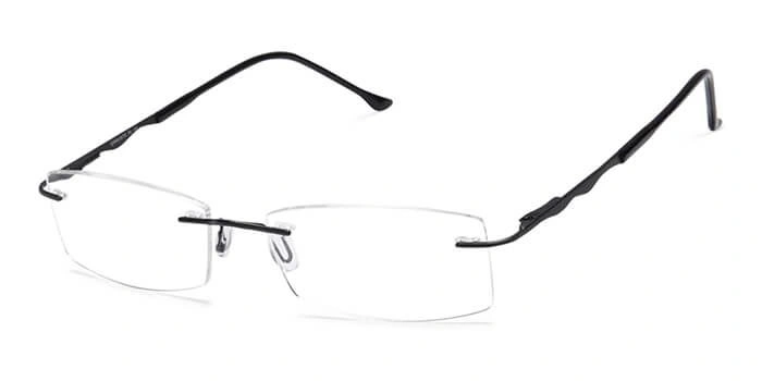 GRAVIATE by Coolwinks E12C4098 Matte Black Rimless Rectangle Eyeglasses for Men and Women-BLACK-1