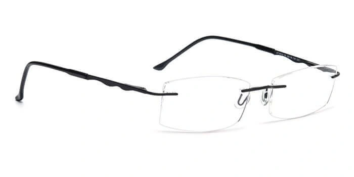 GRAVIATE by Coolwinks E12C4098 Matte Black Rimless Rectangle Eyeglasses for Men and Women-BLACK-2