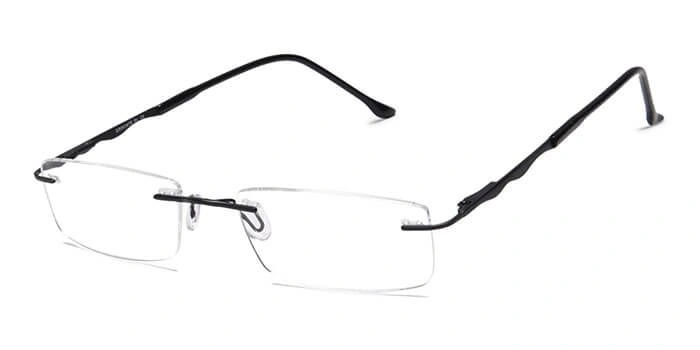 GRAVIATE by Coolwinks E12C4099 Matte Black Rimless Rectangle Eyeglasses for Men and Women-BLACK-1