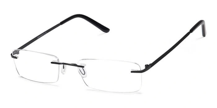 GRAVIATE by Coolwinks E12C4100 Matte Black Rimless Rectangle Eyeglasses for Men and Women-BLACK-1