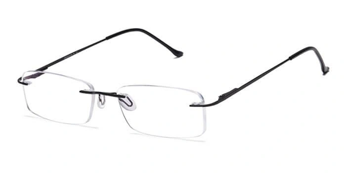 GRAVIATE by Coolwinks E12C4106 Matte Black Rimless Rectangle Eyeglasses for Men and Women-BLACK-1