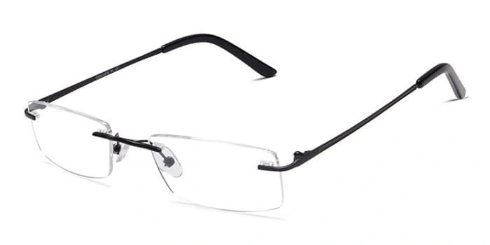 GRAVIATE by Coolwinks E12C4117 Matte Black Rimless Rectangle Eyeglasses for Men and Women-BLACK-1