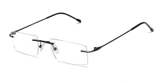 GRAVIATE by Coolwinks E12C4119 Matte Black Rimless Rectangle Eyeglasses for Men and Women-BLACK-1