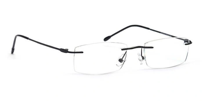 GRAVIATE by Coolwinks E12C4121 Matte Black Rimless Rectangle Eyeglasses for Men and Women-BLACK-2