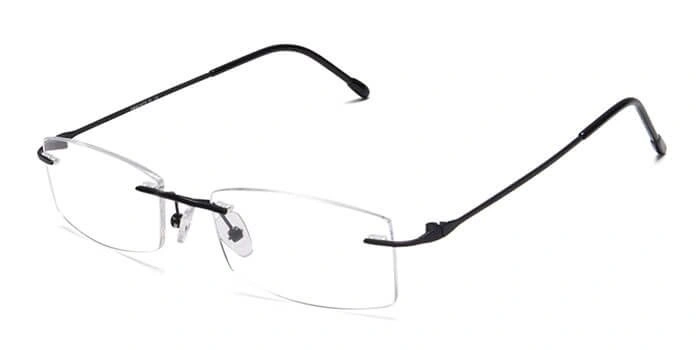 GRAVIATE by Coolwinks E12C4122 Matte Black Rimless Rectangle Eyeglasses for Men and Women-BLACK-1