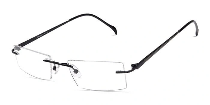 GRAVIATE by Coolwinks E12C4126 Matte Black Rimless Rectangle Eyeglasses for Men and Women-BLACK-1