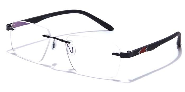 GRAVIATE by Coolwinks E12C7609 Glossy Black Rimless Rectangle Eyeglasses for Men and Women-BLACK-1