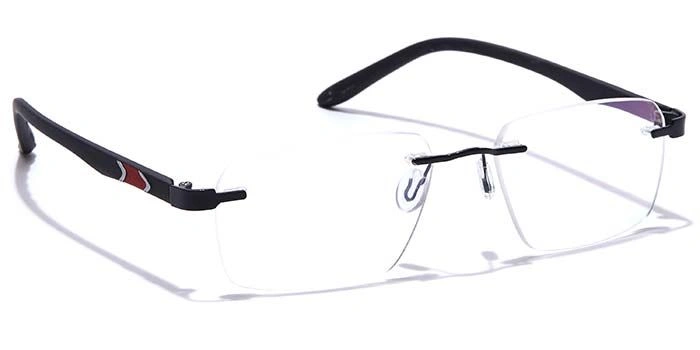 GRAVIATE by Coolwinks E12C7609 Glossy Black Rimless Rectangle Eyeglasses for Men and Women-BLACK-2