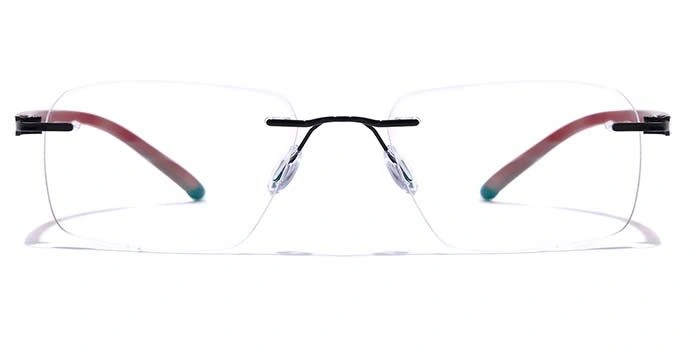 GRAVIATE by Coolwinks E12A7624 Glossy Black Rimless Retro Square Eyeglasses for Men and Women-