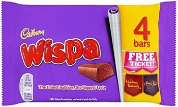 Cadbury Wispa Chocolate Bar 4 Pack, 102g-