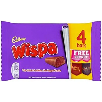 Cadbury Wispa Chocolate Bar 4 Pack, 102g