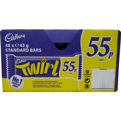 Cadbury Twirl Chocolate Case of 48 x 43 Gram Bars