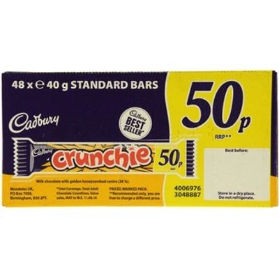 Cadbury Crunchie 50p Standard Bars 48 Pack 40g