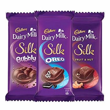 Cadbury Dairy Milk Silk Large Chocolates Combo (1 x Silk Oreo 130g, 1 x Silk Bubbly 120g and 1 x Silk Fruit and Nut 137g)-