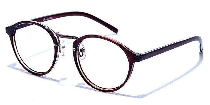 GRAVIATE by Coolwinks E15A6705 Glossy Brown Full Frame Round Eyeglasses for Men and Women-BROWN-1