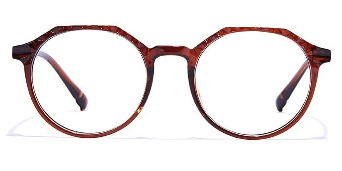 GRAVIATE by Coolwinks E15A7310 Glossy Brown Full Frame Round Eyeglasses for Men and Women-