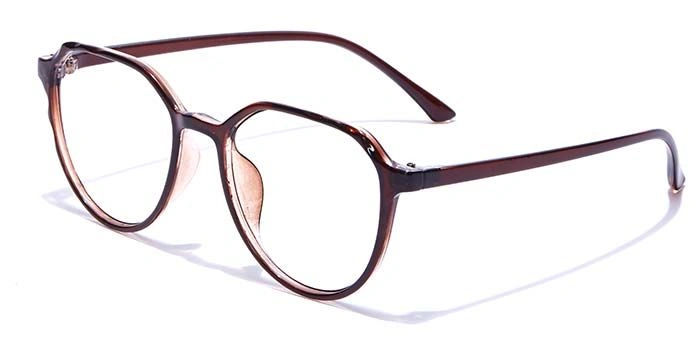 GRAVIATE by Coolwinks E15A7323 Glossy Brown Full Frame Round Eyeglasses for Men and Women-BROWN-1