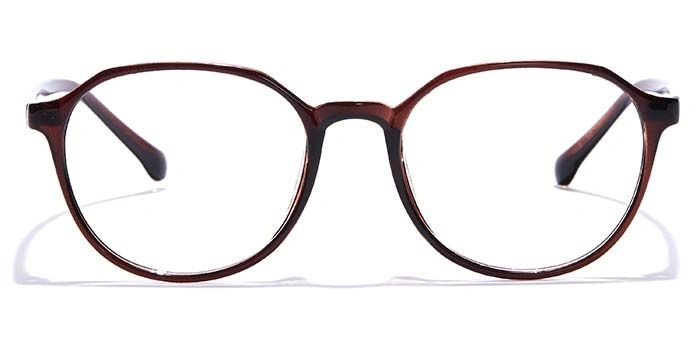 GRAVIATE by Coolwinks E15B7293 Glossy Brown Full Frame Round Eyeglasses for Men and Women-