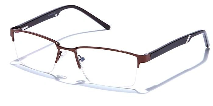 GRAVIATE by Coolwinks E15A6773 Glossy Brown Half Frame Rectangle Eyeglasses for Men and Women-BROWN-1