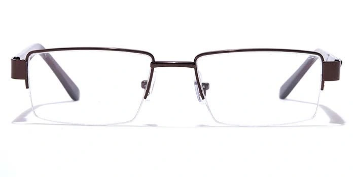 GRAVIATE by Coolwinks E15A7046 Glossy Brown Half Frame Rectangle Eyeglasses for Men and Women-