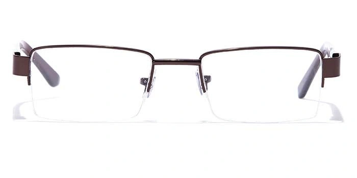 GRAVIATE by Coolwinks E15A7053 Glossy Brown Half Frame Rectangle Eyeglasses for Men and Women-