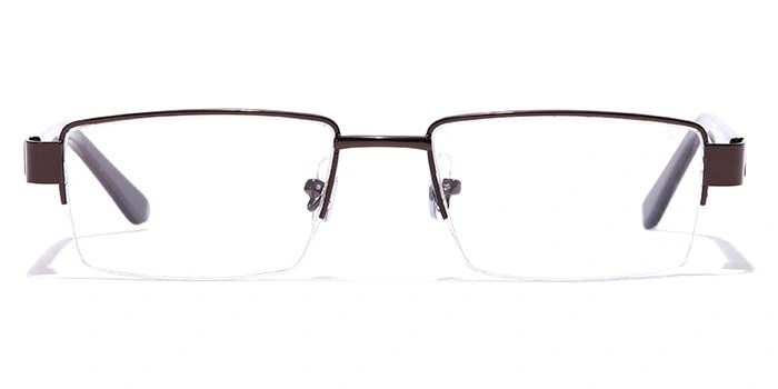 GRAVIATE by Coolwinks E15A7054 Glossy Brown Half Frame Rectangle Eyeglasses for Men and Women-