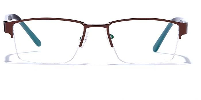 GRAVIATE by Coolwinks E15B6778 Glossy Brown Half Frame Rectangle Eyeglasses for Men and Women-