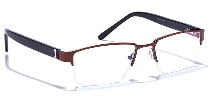 GRAVIATE by Coolwinks E15B6778 Glossy Brown Half Frame Rectangle Eyeglasses for Men and Women-BROWN-2