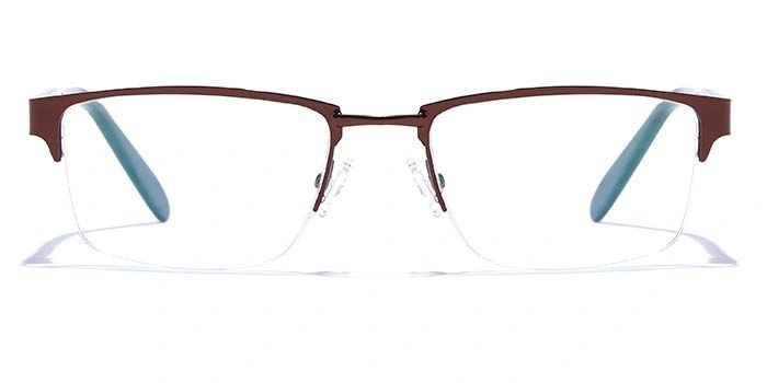 GRAVIATE by Coolwinks E15B6781 Glossy Brown Half Frame Rectangle Eyeglasses for Men and Women-