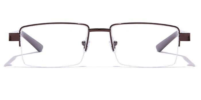 GRAVIATE by Coolwinks E15B7165 Glossy Brown Half Frame Rectangle Eyeglasses for Men and Women-