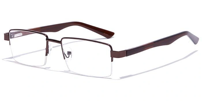 GRAVIATE by Coolwinks E15B7165 Glossy Brown Half Frame Rectangle Eyeglasses for Men and Women-BROWN-1